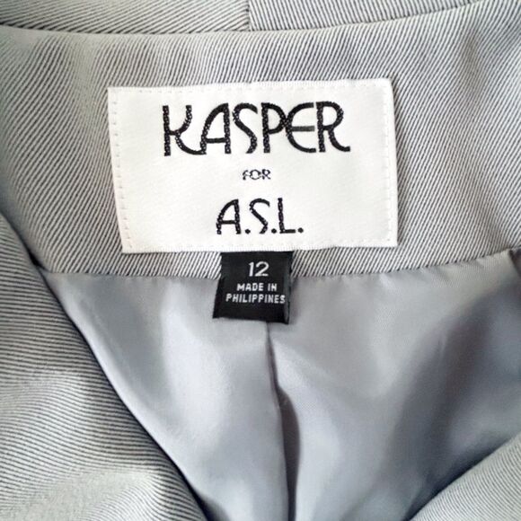 Kasper for ASL Vintage Gray Short Sleeve Double Breasted Skirt Suit Size 12 - Picture 11 of 15